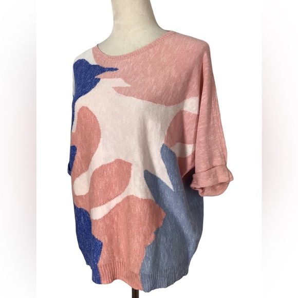 NIC + ZOE Shell Burst Short Sleeve Sweater NWT Size Large - Picture 7 of 11